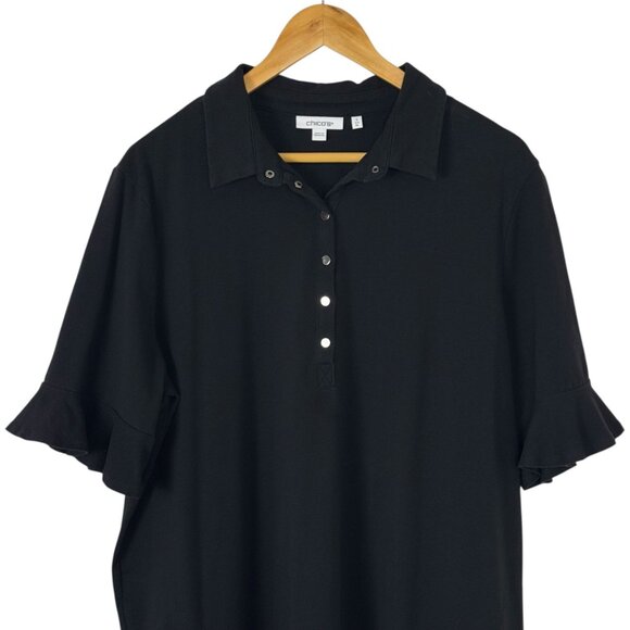 Chico's Black Knit Pull Over Midi Dress Pockets Snaps Chico's Size 3 US Size XL - Picture 2 of 11